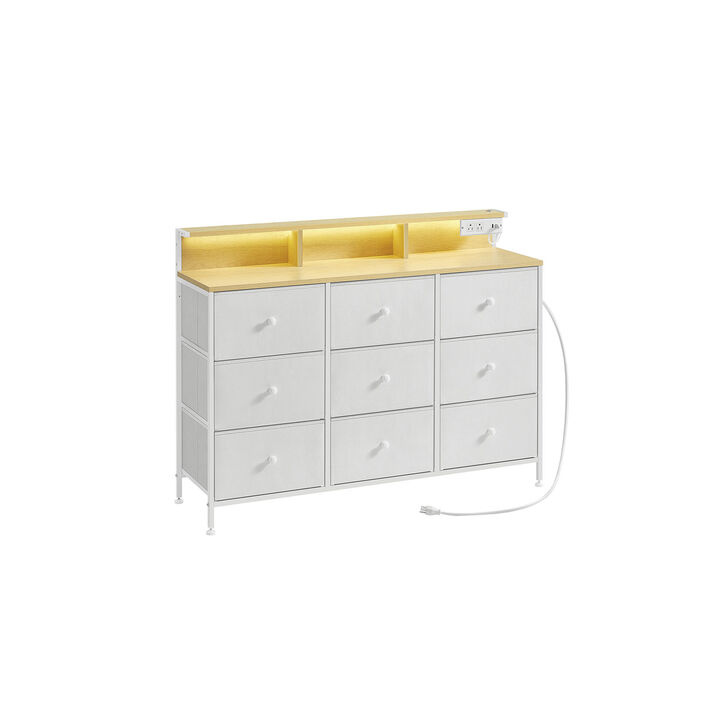 9-Drawer Fabric Storage Dresser with LED Lights – Organizer Unit for Bedroom, Entryway, or Dorm