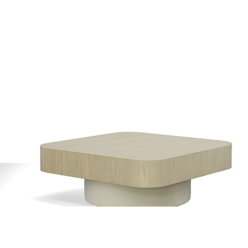 Cid Macy 40 Inch Coffee Table, Square, Modern Style Beige Brown Finish