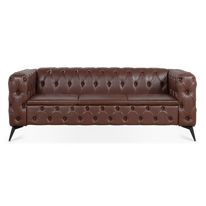 Traditional Square Arm 3 Seater Sofa with Removable Cushion