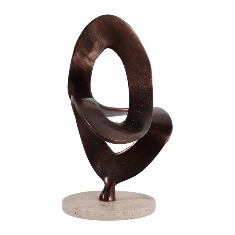 13x11" Swirl Sculpture On Travertine Base, Bronze image number 2