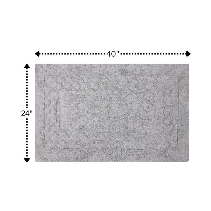 Knightsbridge Chain Bath Rug Cotton Non Skid Back - 24x40", Silver