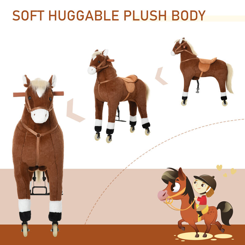 BreeBe Plush Ride-On Horse with Easy Rolling Wheels image number 5