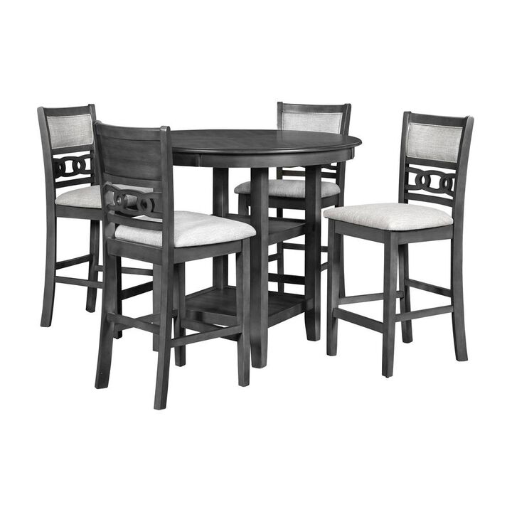 Gray Wood Dining Table Set for 4 &ndash; Kitchen Table Chairs Set of 5-pcs