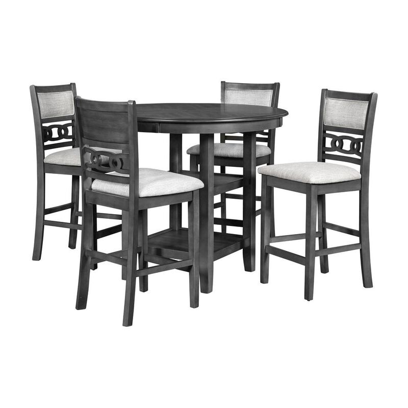 Gray Wood Dining Table Set for 4 &ndash; Kitchen Table Chairs Set of 5-pcs image number 0