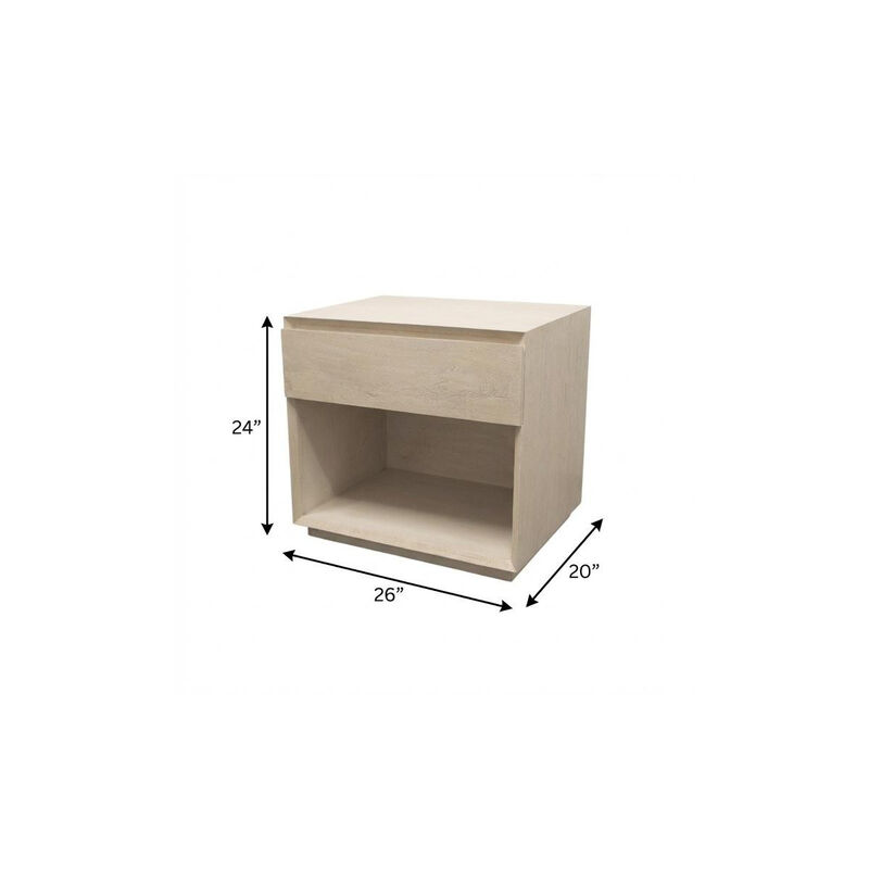 HomeRoots 24" Natural Solid Wood Ribbed Texture One Drawer Nightstand image number 6