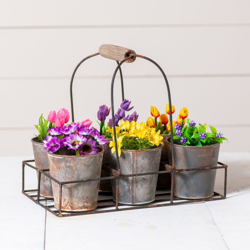 Irvins Country Tinware Vintage Plant Carrier image number 1
