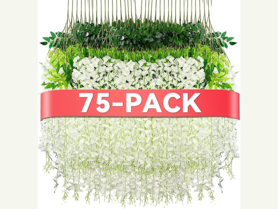White Artificial Hanging Wisteria Flowers Outdoor Garden Porch Decor