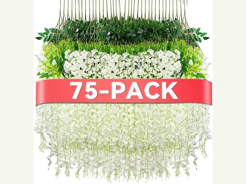 White Artificial Hanging Wisteria Flowers Outdoor Garden Porch Decor image number 1