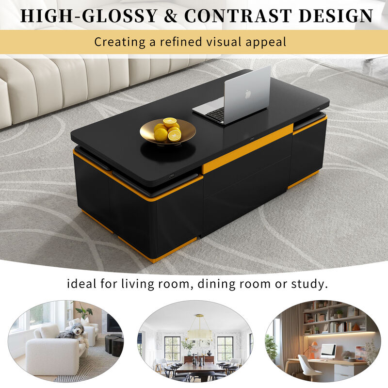 Merax Convertible Coffee Table with Lift Mechanism & Foldable Dining Extension image number 8
