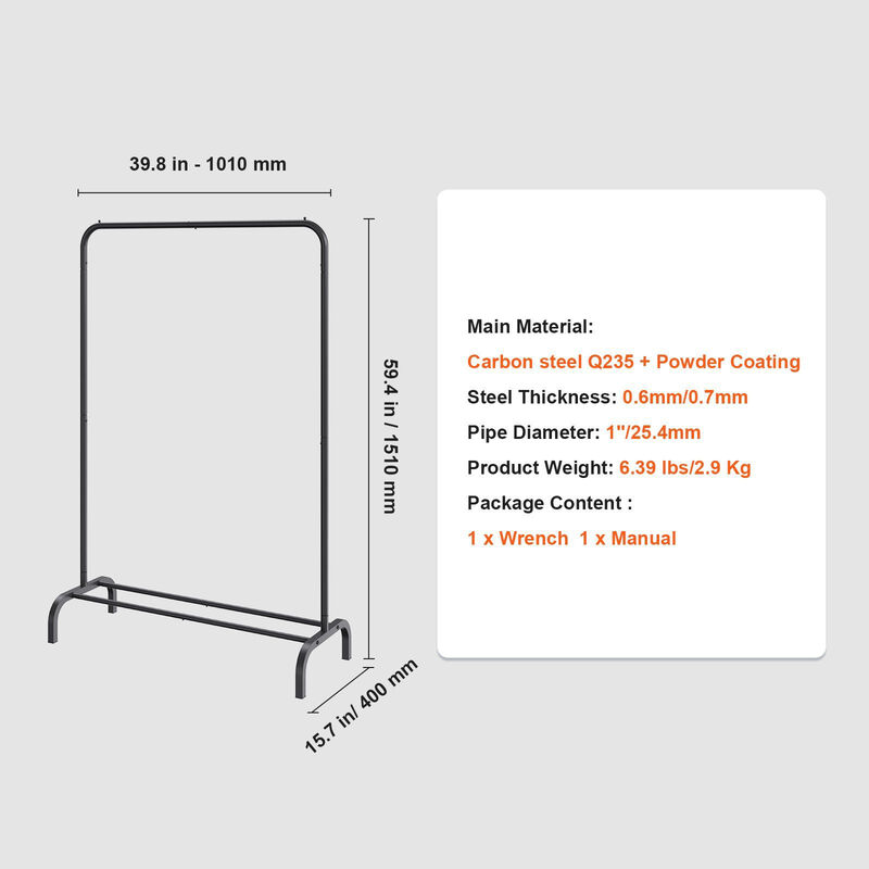 Freestanding Clothes Rack with Hanging Bar and Bottom Storage Organizer image number 2