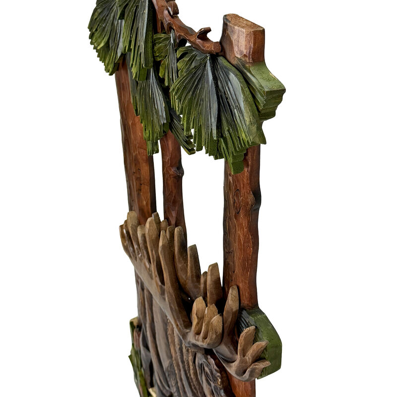 31x17 Intarsia Wood Moose Wall Sculpture Rustic Cabin Lodge Wildlife Decor image number 2