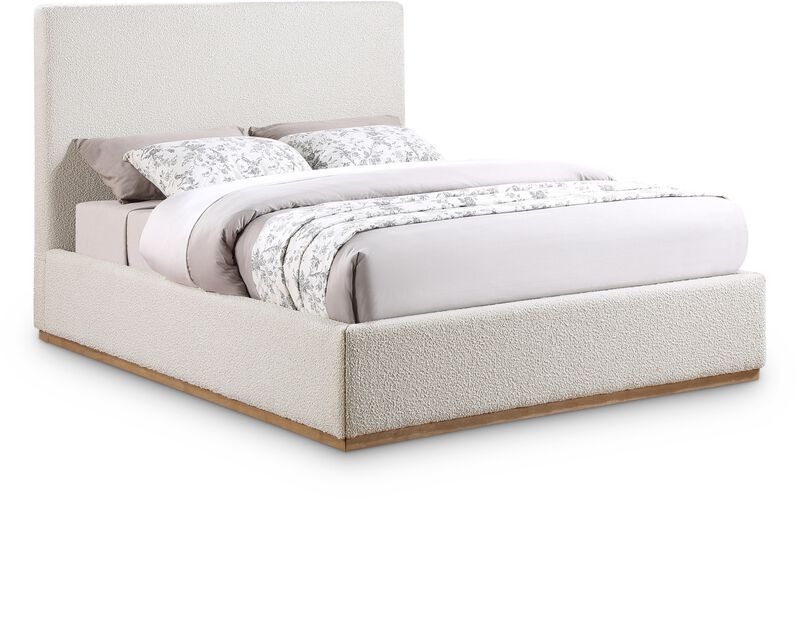 Meridian Furniture Monaco Cream Boucle Fabric Full Bed