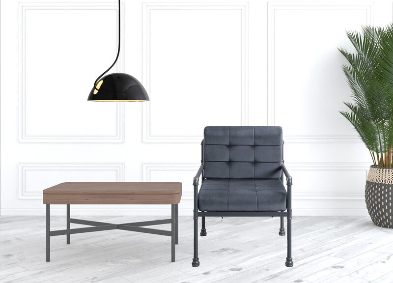 Velvet Upholstered Arm Chair with Sleek Steel Frame for Living Room