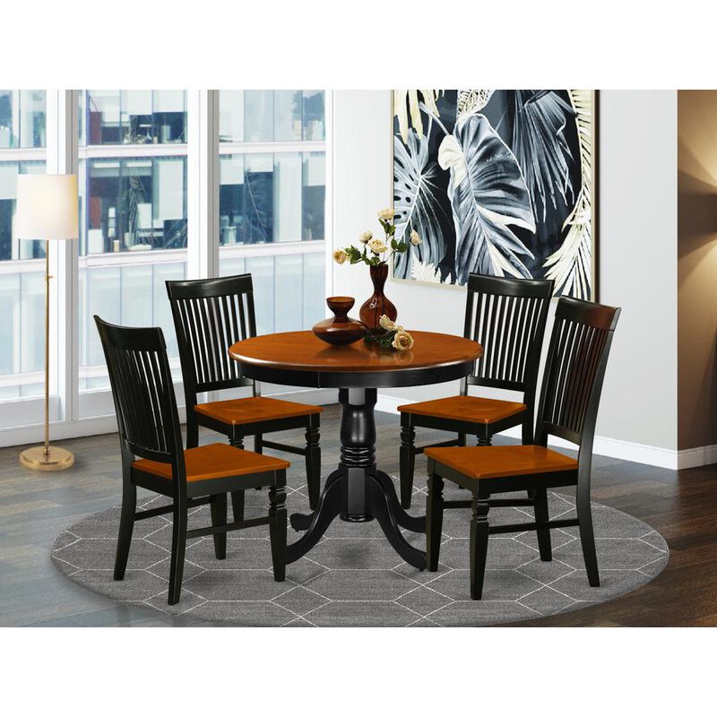 East West Furniture Dining Room Set Black & Cherry, ANWE5-BCH-W