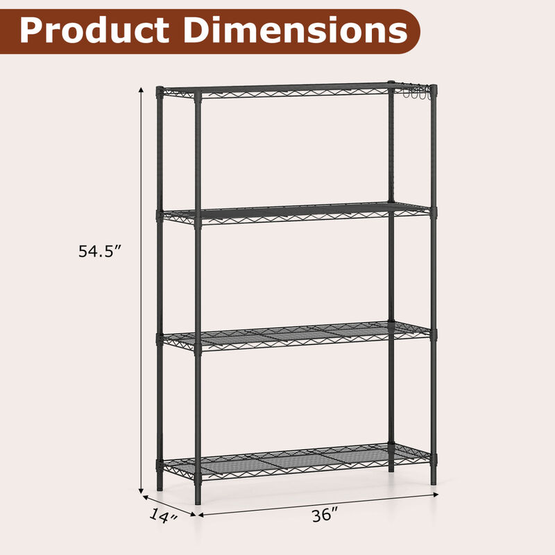 2 Pack 4 Tier Metal Storage Racks with V Shaped Wire Shelves for Utility Room-Black image number 2