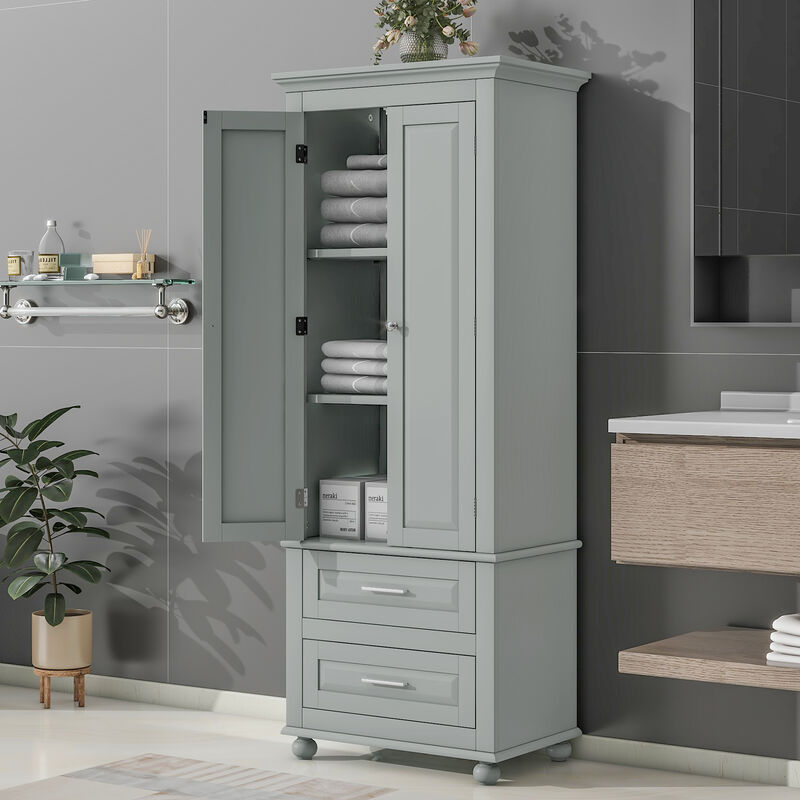 Whisen Verticle Tall Storage Cabinet with Two Drawers