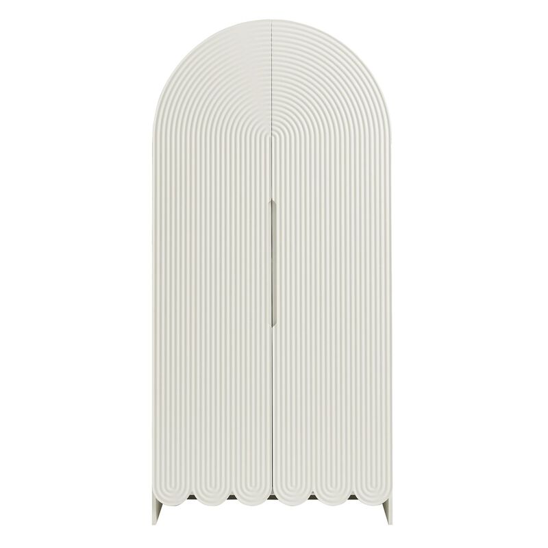Dahlia 78 Inch Fluted and Scalloped Arched Storage Cabinet image number 7