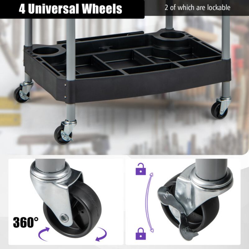 3-Tier Rolling Utility Cart with Lockable Wheels for Garage and Salon image number 5