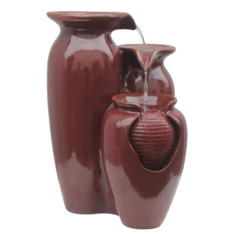 3-Tier Cascading Jars Outdoor Water Fountain, Red image number 4