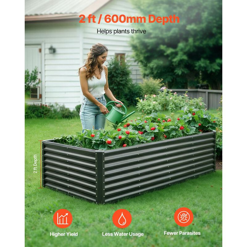 Large Outdoor Raised Garden Bed Planter Box for Vegetables and Flowers-Dark Grey image number 6