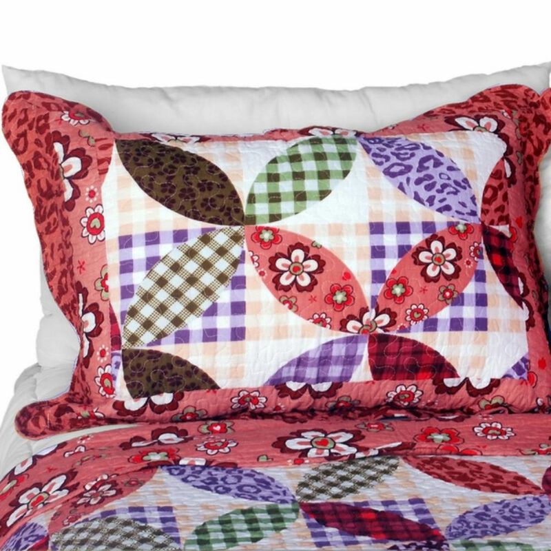 Vermicelli Quilted Cotton Printed Quilt Set Queen Size Temptation of an Angel Design Set image number 1
