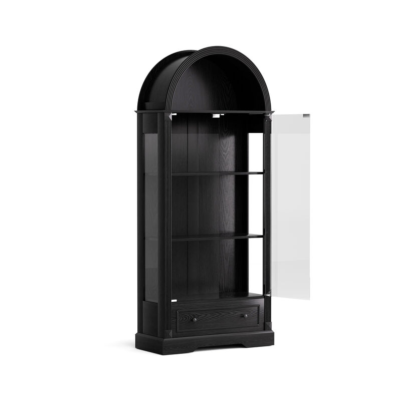 Kinhel 70.9" tall arched glass doors display cabinet image number 6