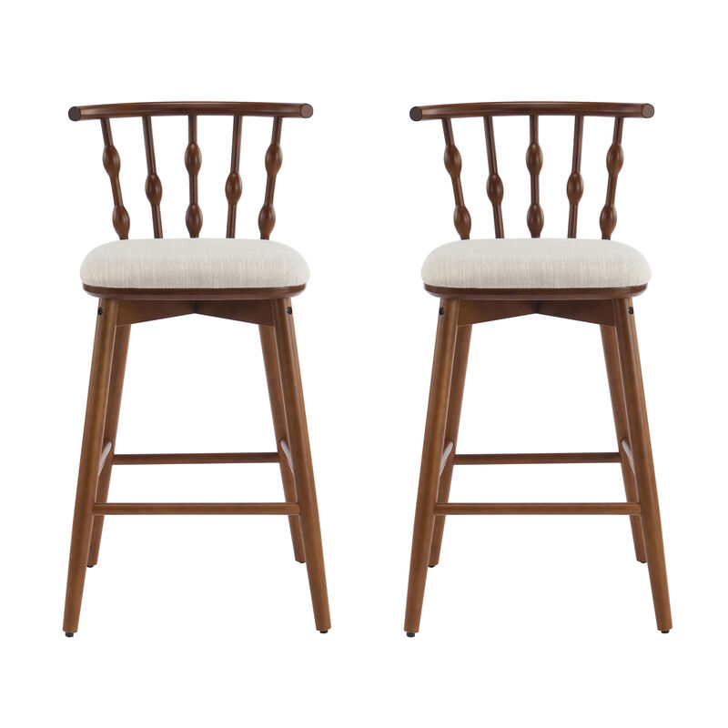 Christopher Knight Home Doria Modern Rubberwood Upholstered Barstools (Set of 2) image number 0