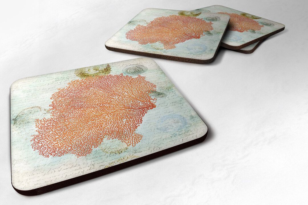 Caroline's Treasures SB3023FC Coral Pink Foam Coasters (Set of 4), 3.5 H x 3.5 W, Multicolor