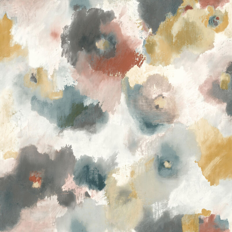 Impressionist Floral Copper & Blue Wallpaper image number 0