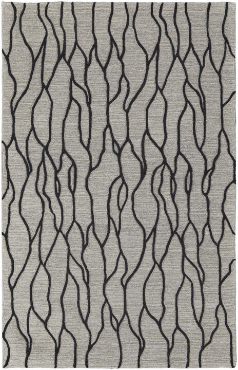 5 X 8 Taupe Black And gray Wool Abstract Tufted Handmade Stain Resistant Area Rug