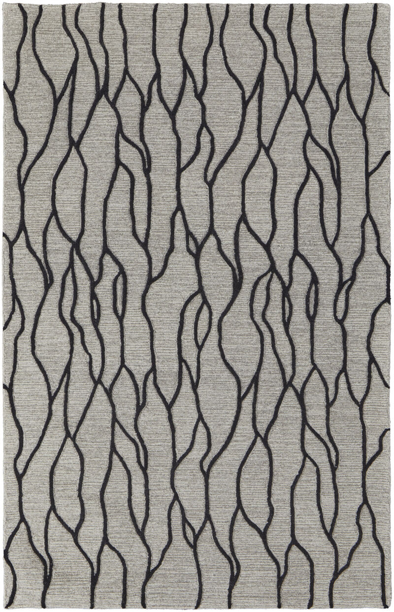 5 X 8 Taupe Black And gray Wool Abstract Tufted Handmade Stain Resistant Area Rug image number 0