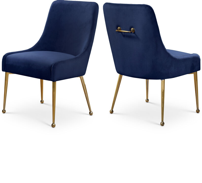 Meridian Furniture Owen Navy Velvet Dining Chair, Set of 2