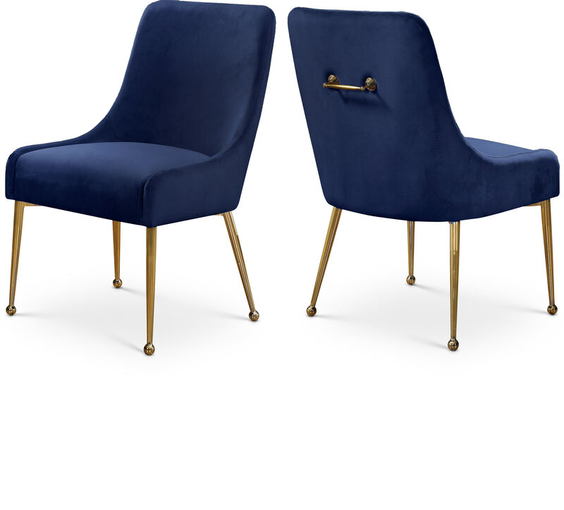 Meridian Furniture Owen Navy Velvet Dining Chair, Set of 2