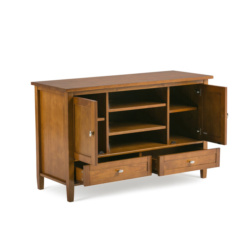 Warm Shaker SOLID WOOD 47 inch Wide Transitional TV Media Stand in Light Golden Brown For TVs up to 50 inches