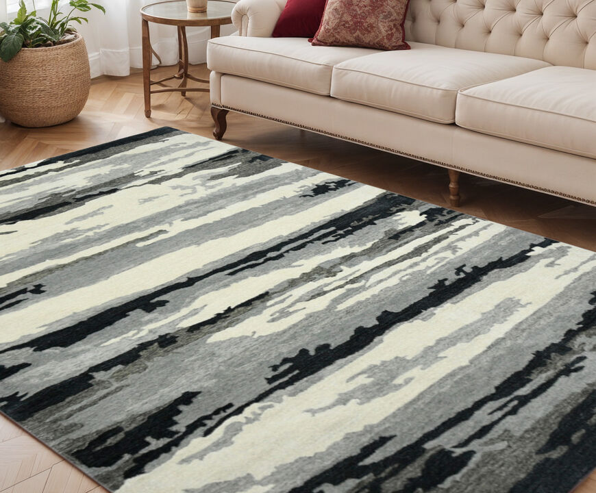 HomeRoots Wool Abstract Hand Tufted Area Rug