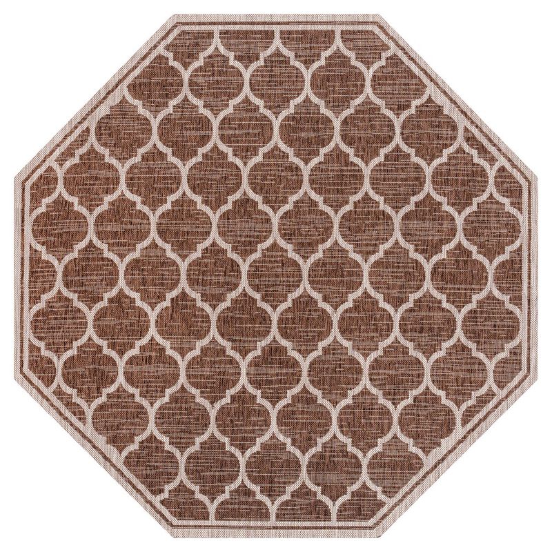 Trebol Moroccan Trellis Textured Weave Octagon Indoor/Outdoor Area Rug