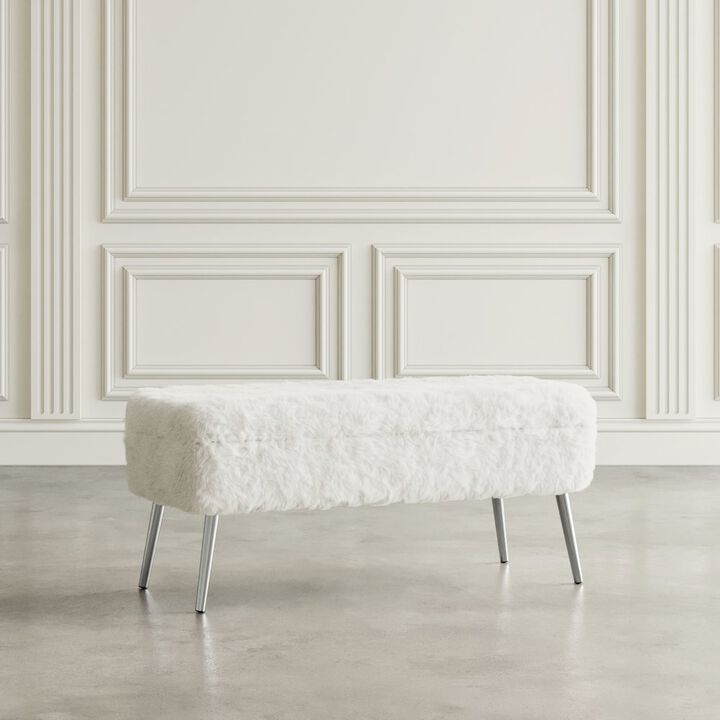 Jofran Huggy Luxury Plush Faux Fur Upholstered Storage Bench