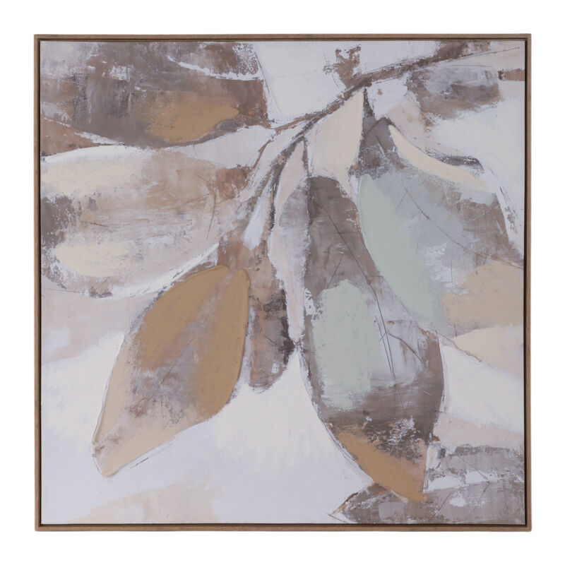 40x40" Handpainted Fall Leaves, Brown image number 0