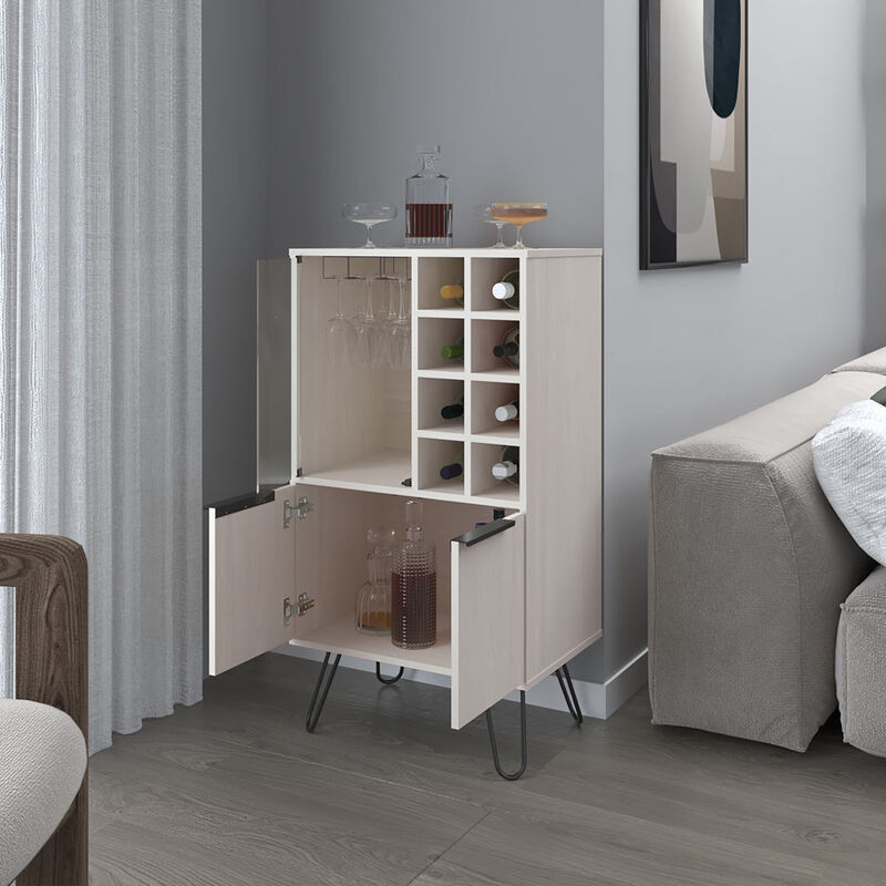 Bar Cabinet Gassville, Living Room, White Washed Oak