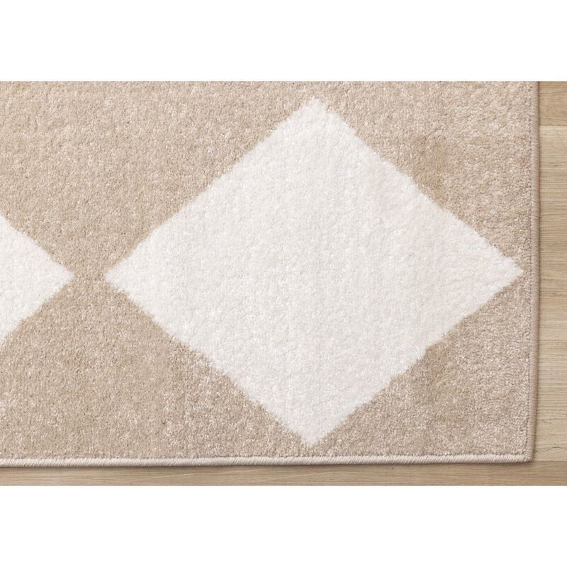 Novelle Home Boho Beige Cream Diamonds 7x10 Area Rug, Soft Indoor Carpet image number 5