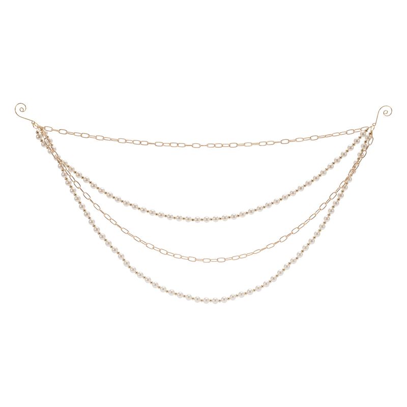 Pearl Bead Garland with Chain Link (Set of 2) &ndash; Chic Holiday D&eacute;cor for Modern, Vintage, or Glam Christmas Themes