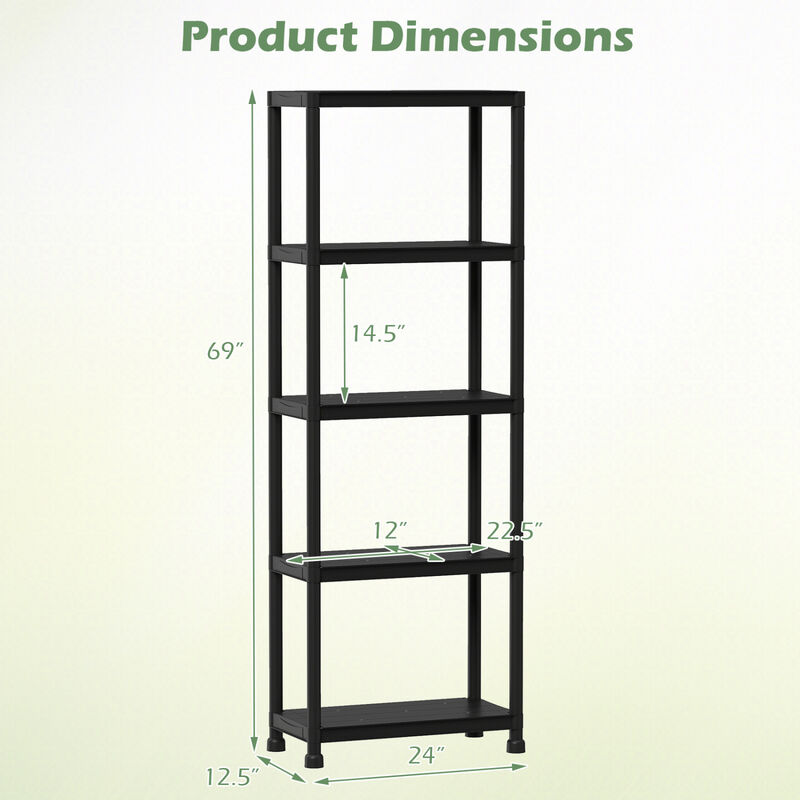 5-Tier Heavy-Duty Plastic Storage Shelves for Garage and Home Organization image number 2