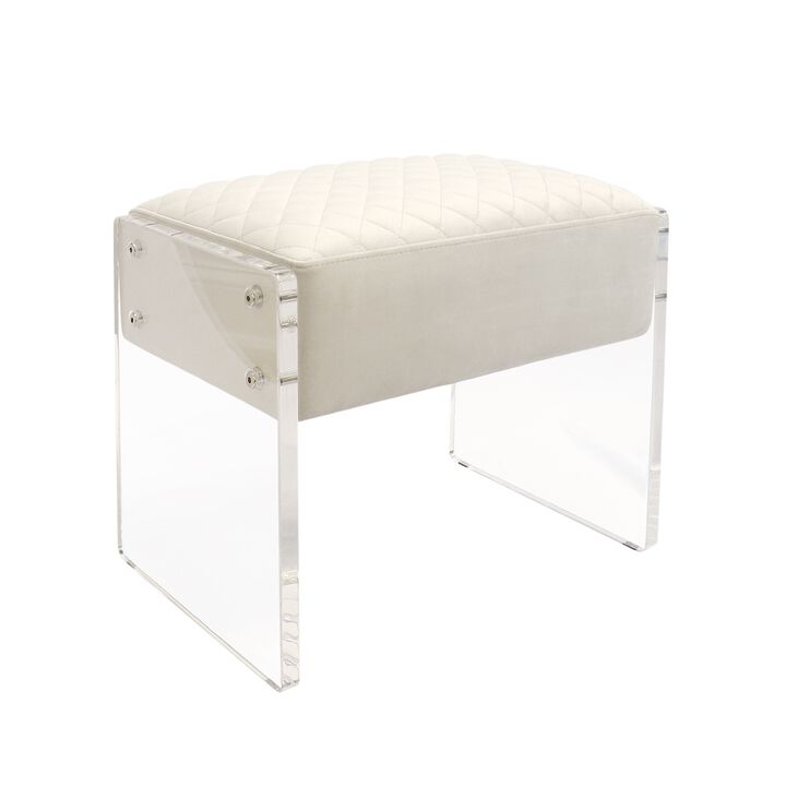 Pasargad Home Tribecca Acrylic & Velvet Stool