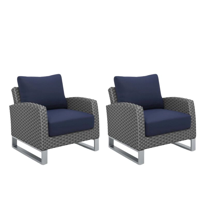 Outdoor Chairs Set of 2 Gray Aluminum Metal Patio Furniture Sets Chairs image number 0