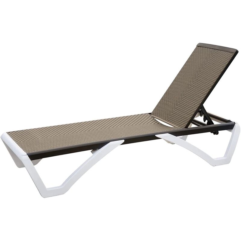 Adjustable Chaise Lounge Aluminum Outdoor Patio Lounge Chair All Weather Five-Position Recliner Chair for Patio, Pool, Beach, Yard(Brown Wicker,1 Lounge Chair) image number 1