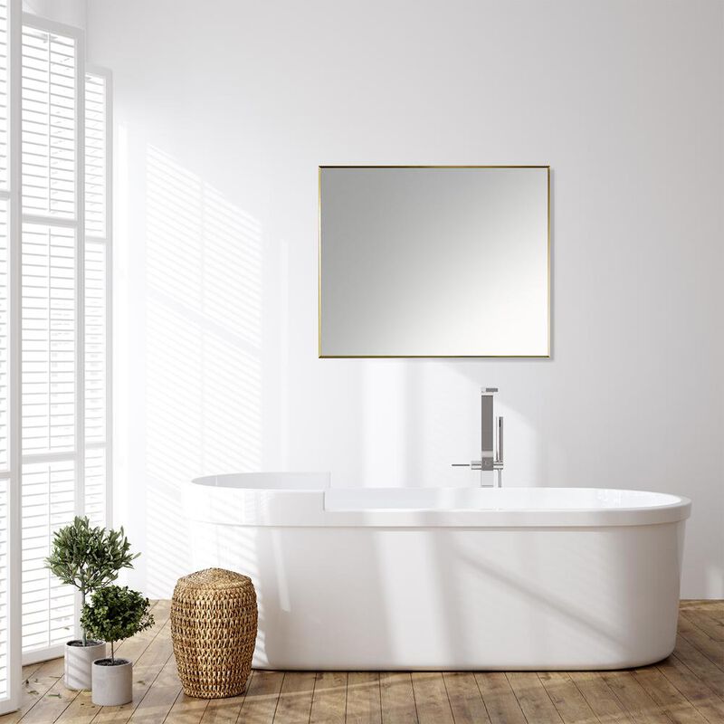 Altair Sassi 36 Rectangle Bathroom/Vanity Brushed Gold Aluminum Framed Wall Mirror
