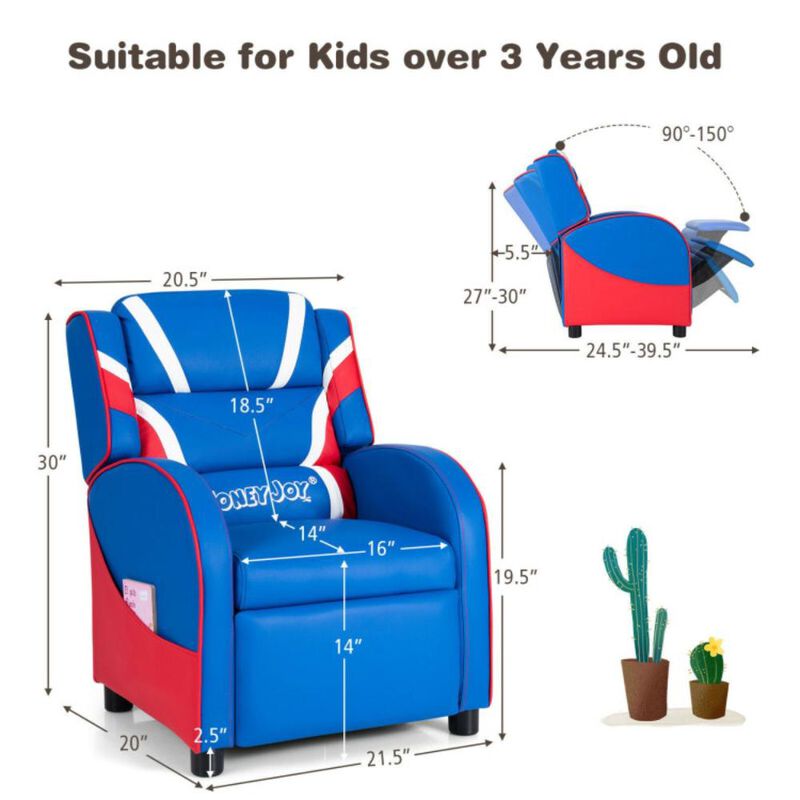 Hivvago Kids Leather Recliner Chair with Side Pockets