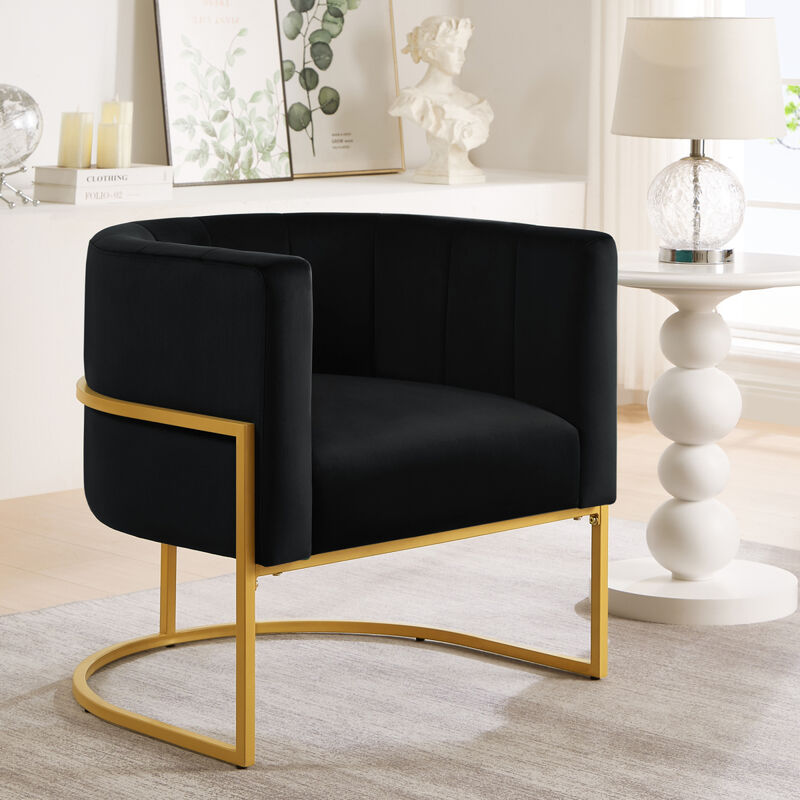 Streamdale Golden Metal Accent Chair with Velvet Upholstery