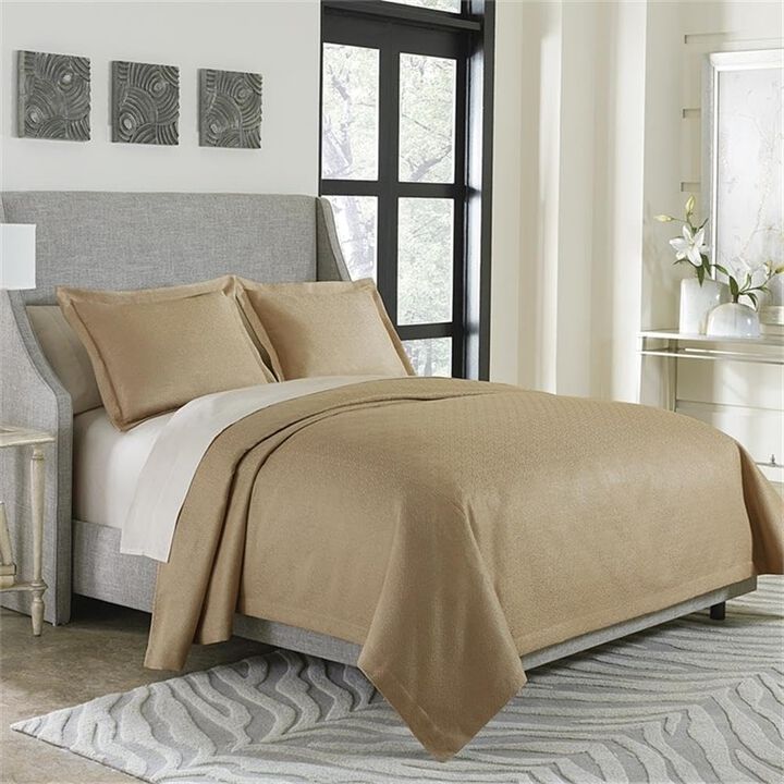 Michael Amini Alton 3-Piece King Bed Throw/Coverlet Set - Gold