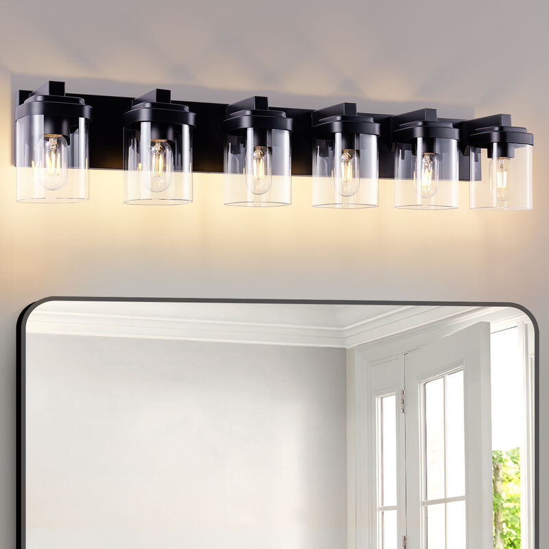 37.5 in. 6-Light Black Wall Sconce with Glass Shade image number 6